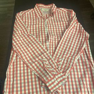 Men’s Original Penguin Plaid LongSleeve Button Up, Large 16.5, 34/35